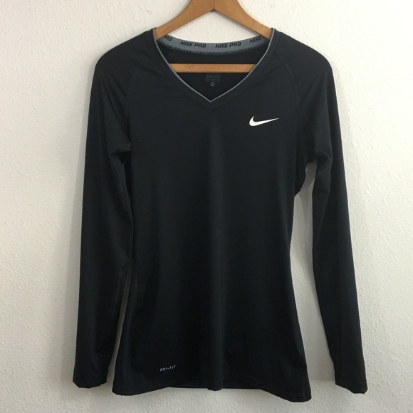 Nike Tops - NIKE Pro Women's Running V-neck Long Sleeve Tee